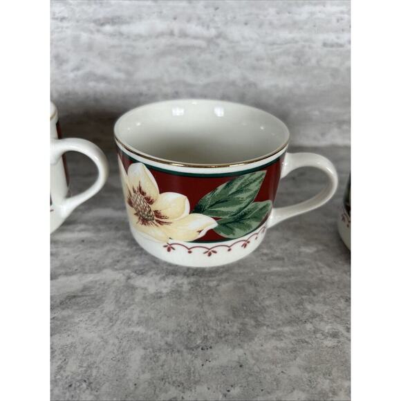 Gibson Everyday China Sweet Magnolia‎ Pattern Cup Mug Set Of 4 - Picture 4 of 16
